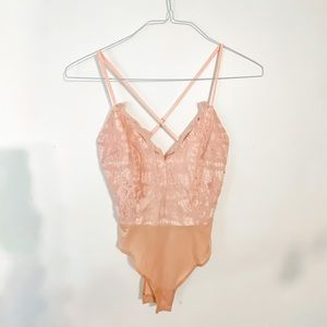 Pink lace bodysuit